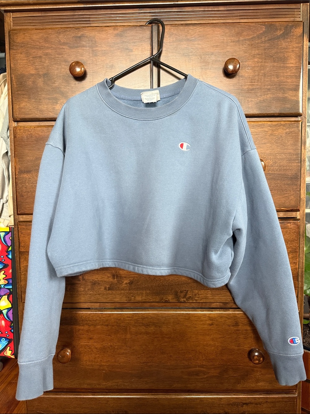 Champion Women's Cropped Crewneck Sweatshirt - Dusty Blue